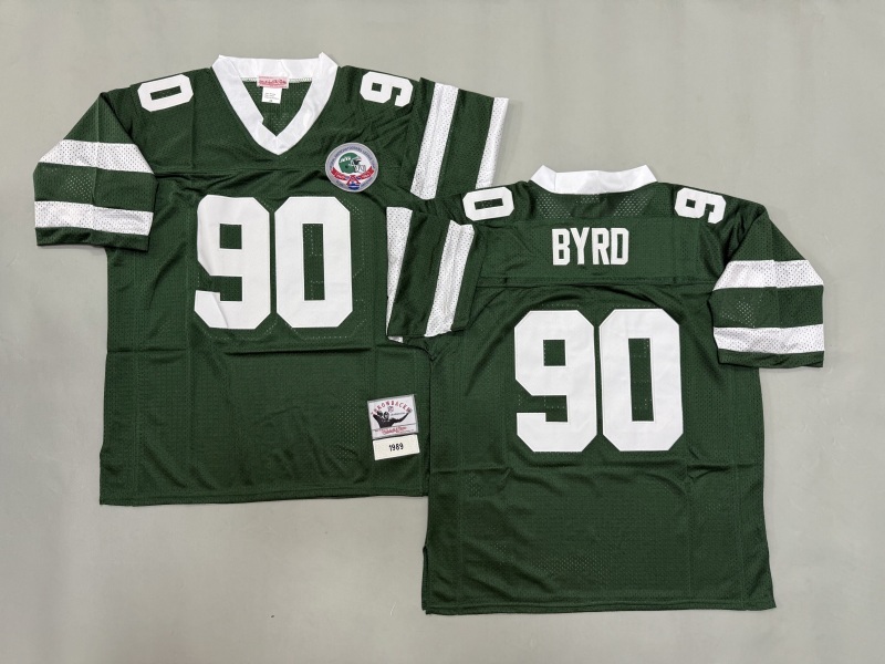 Men 2025 New York Jets #90 Byrd green Throwback Limited NFL Jersey style 001